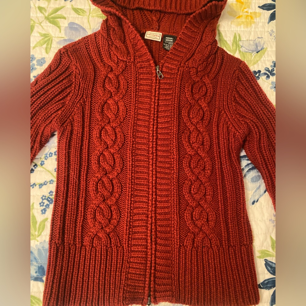 Arizona Jean Co. Red Fell Zip Long Sleeve Knitted Jacket Women's Size M 10/12 - Picture 2 of 3